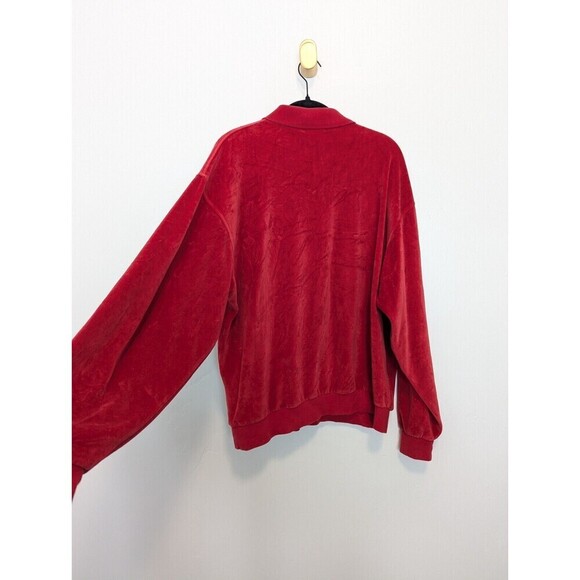 Norm Thompson Velour Polo Sweater Mens Extra Large Red 80s - Picture 6 of 10